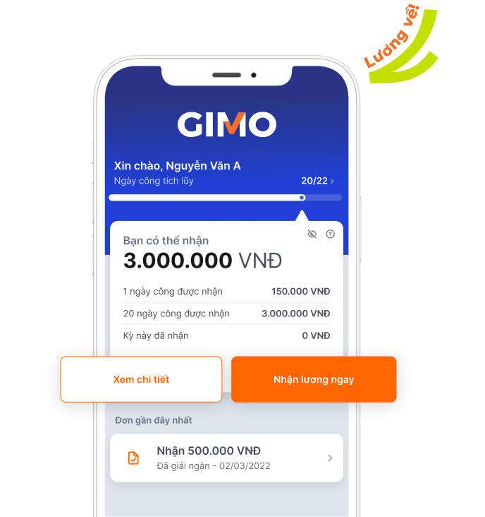 <p>Chủ động nhận lương khi cần với ứng dụng GIMO</p>
