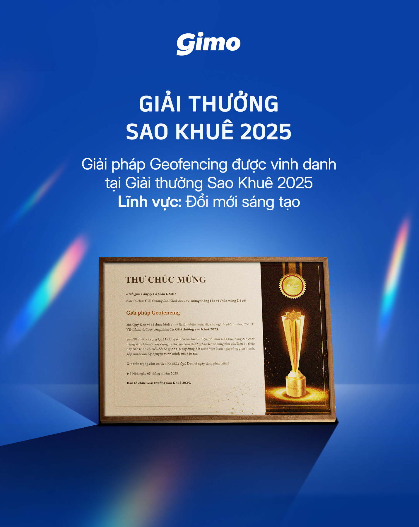 Giải pháp Geofencing đạt giải Đổi mới sáng tạo Sao Khuê 2025